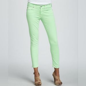 7 For All Mankind Skinny Cropped Jeans Lime Green size 26